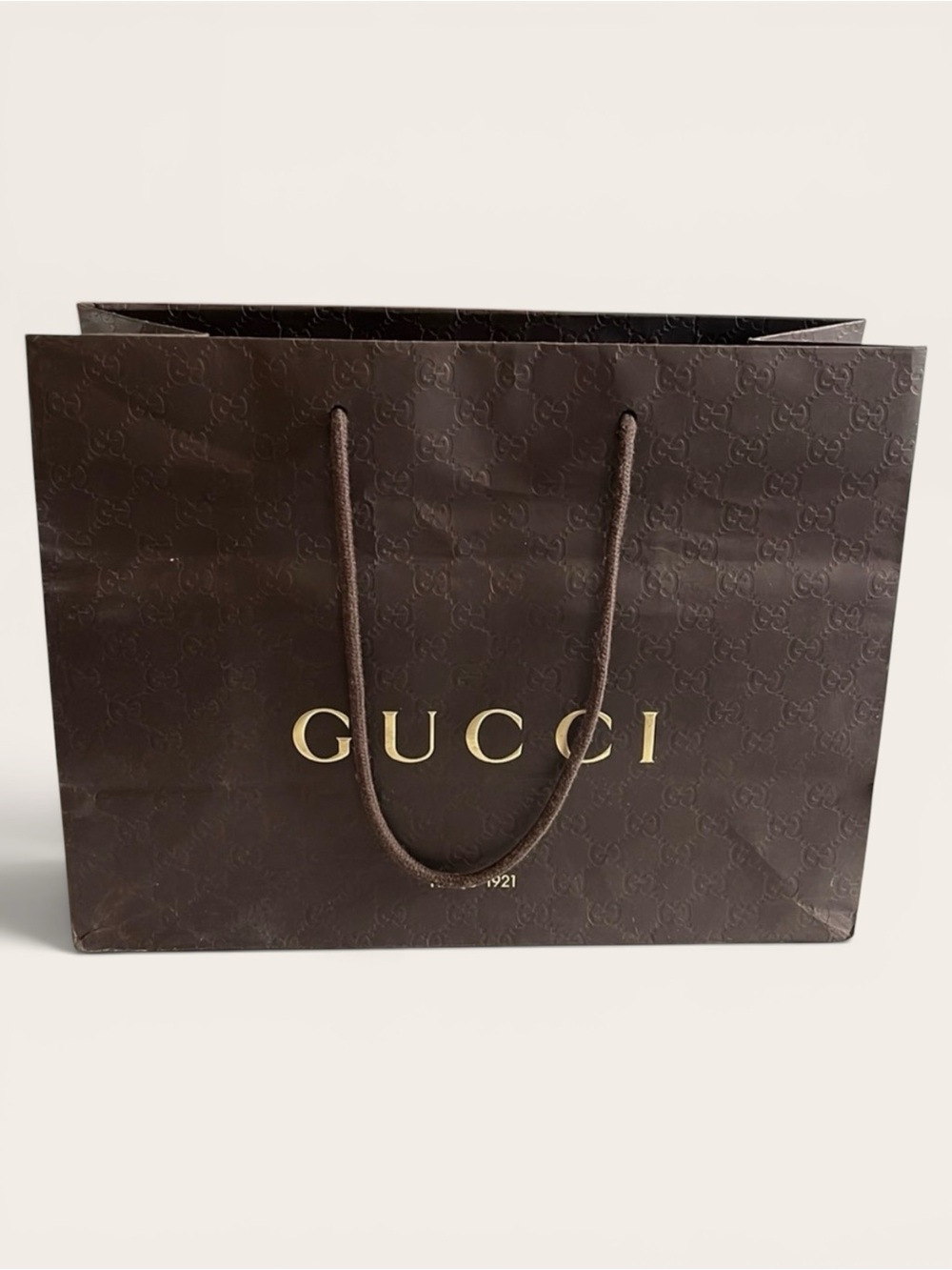 Authentic Gucci Large Gift Shopping Bag Brown Monogram Luxury Boutique Store Bag